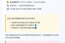 4.2万ETH(6917万美元)转至未知钱包