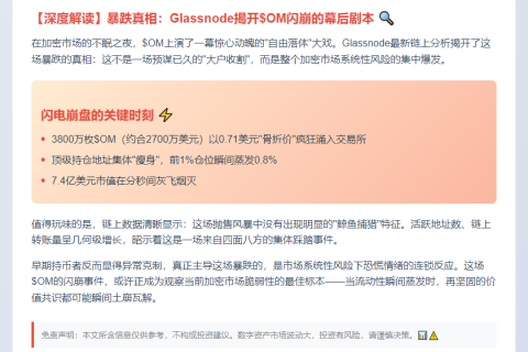 $OM暴跌系市场反应，非大户抛售