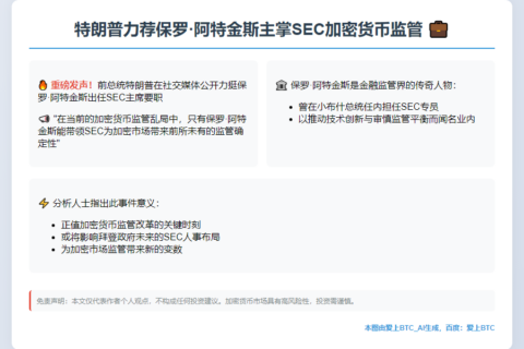 特朗普力荐保罗·阿特金斯主掌SEC加密货币监管