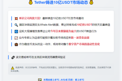 Tether铸造10亿USDT