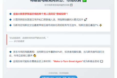 特朗普马斯克同认怂，市场欢腾