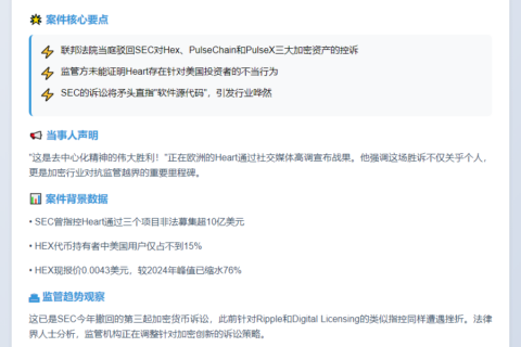 SEC放弃Hex创始人诉讼