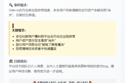 Gate.io用户反馈合约显示异常