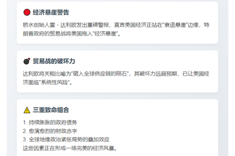 达利欧：贸易战令美国濒临衰退