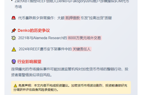 "REEF创始人涉$OM暴跌？ZachXBT指控"