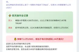 鲸鱼快进快出TRUMP获利73万美元