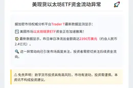 美现货以太坊ETF昨日流出2390万美元