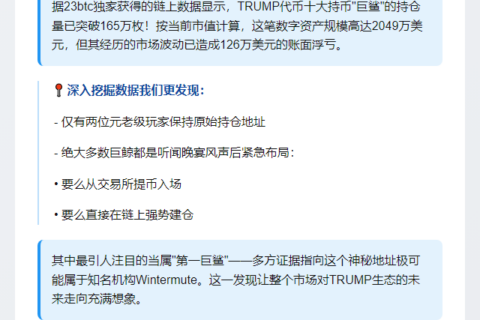 十大巨鲸持165万枚TRUMP