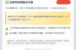 比特币跌破9.2万美元