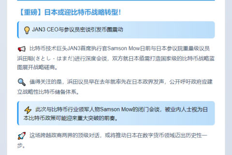 日议员会晤JAN3 CEO共商比特币国策