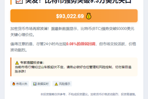 BTC破9.3万美元