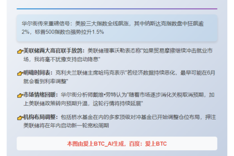 美联储放风降息，美股走高