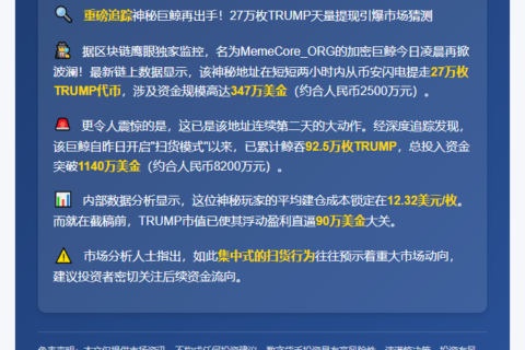 特朗普再提27万枚TRUMP