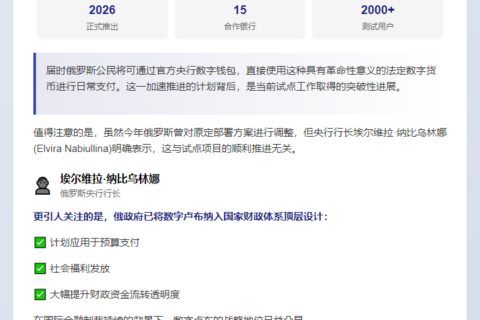 2026年推出数字卢布支付网络