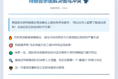 特朗普承诺解决俄乌冲突