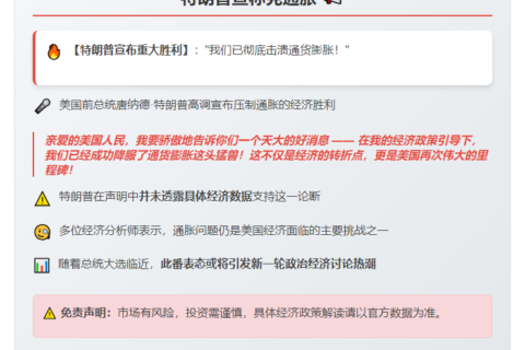 特朗普宣称克通胀