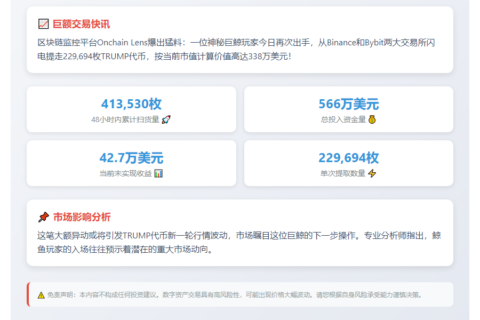 巨鲸大额提取33.8万枚TRUMP