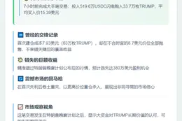 鲸鱼斥资520万USDC购入33.7万TRUMP