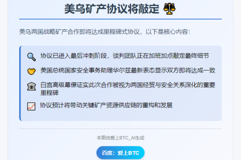美乌矿产协议将敲定