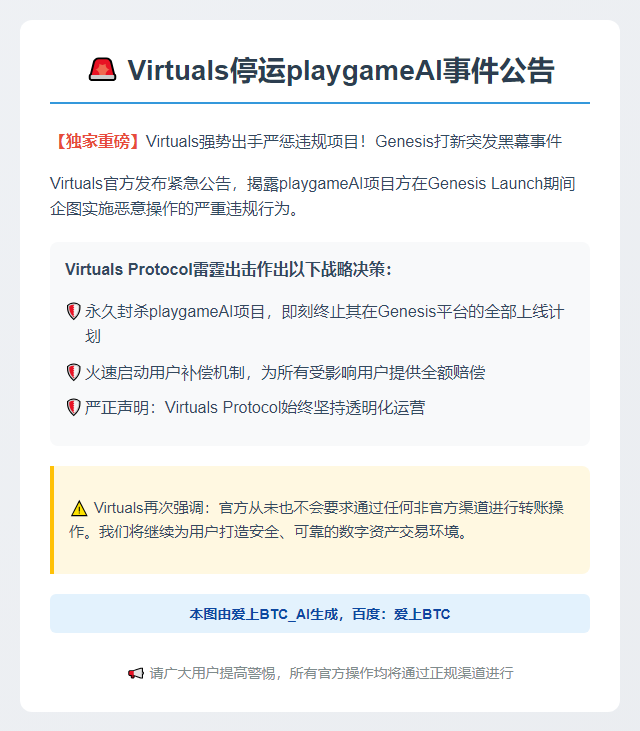 Virtuals停运playgameAI