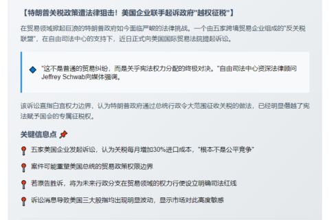 特朗普政府因关税被诉