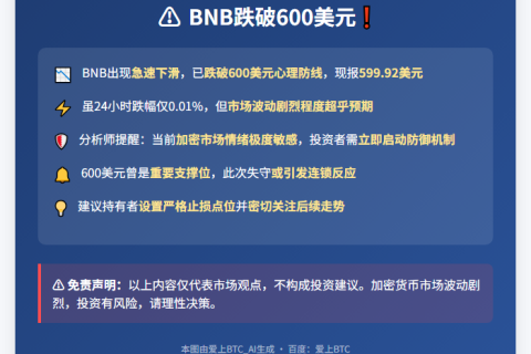 BNB跌破600美元