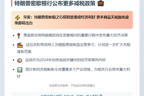 特朗普密歇根行公布更多减税政策