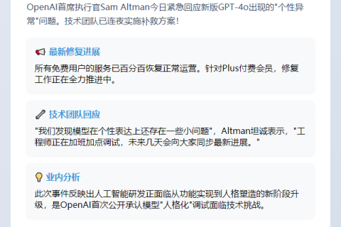 OpenAI修复模型个性问题