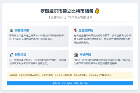罗斯威尔市建立比特币储备