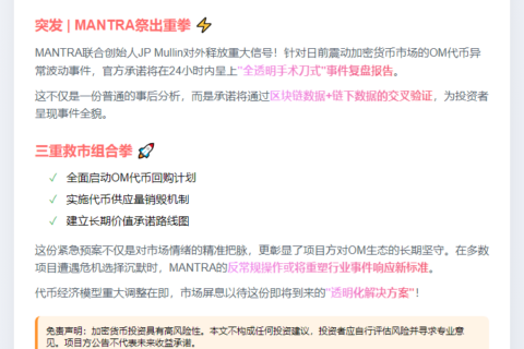MANTRA将发OM相关报告及回购计划
