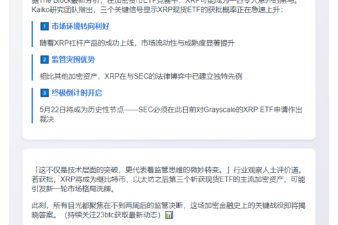 XRP ETF或更易获SEC批准