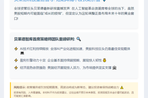 贝莱德：美股压力短期，潜力长期