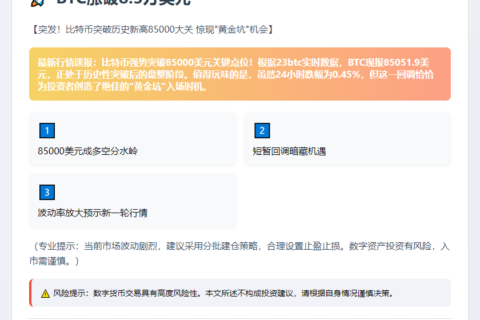 BTC涨破8.5万美元