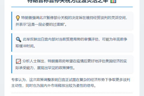 特朗普称暂停关税为过渡灵活之举
