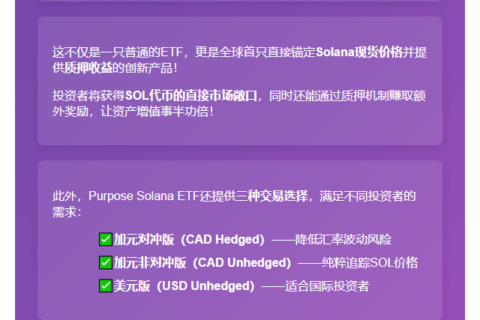 "Solana ETF今日登陆多伦多交易所"