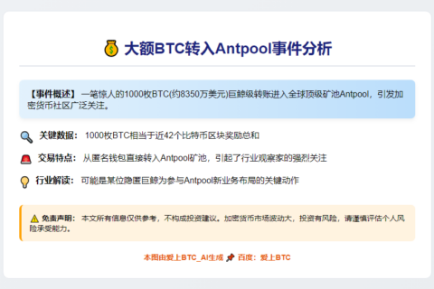 大额BTC转入Antpool
