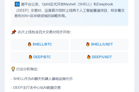 Upbit上线SHELL与DEEP交易
