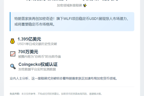 特朗普家族加密币WLFI交易破1亿美元