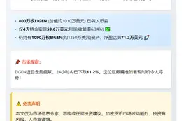 鲸鱼4天赚60万抛EIGEN入Binance