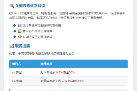 特朗普警告：中美长期贸易协议失败将加征高关税