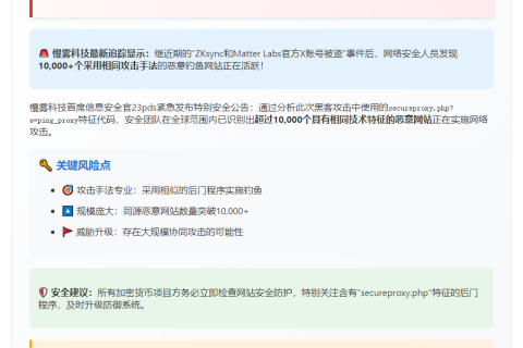 警惕！1万+恶意网站利用ZKsync钓鱼