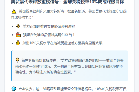 美国欲推全球关税至10%