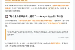 Tim Draper：比特币年底或涨至25万