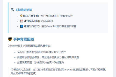 加密交易所Garantex下月发布BTC和ETH方案