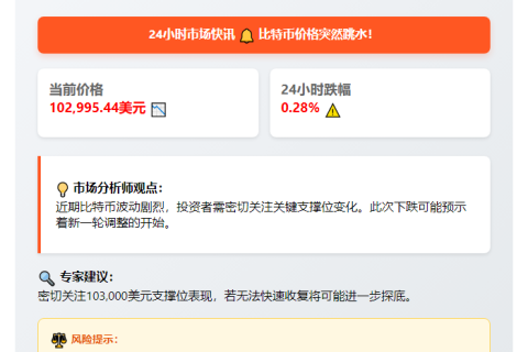 BTC跌破10.3万美元