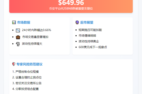 BNB跌破650美元