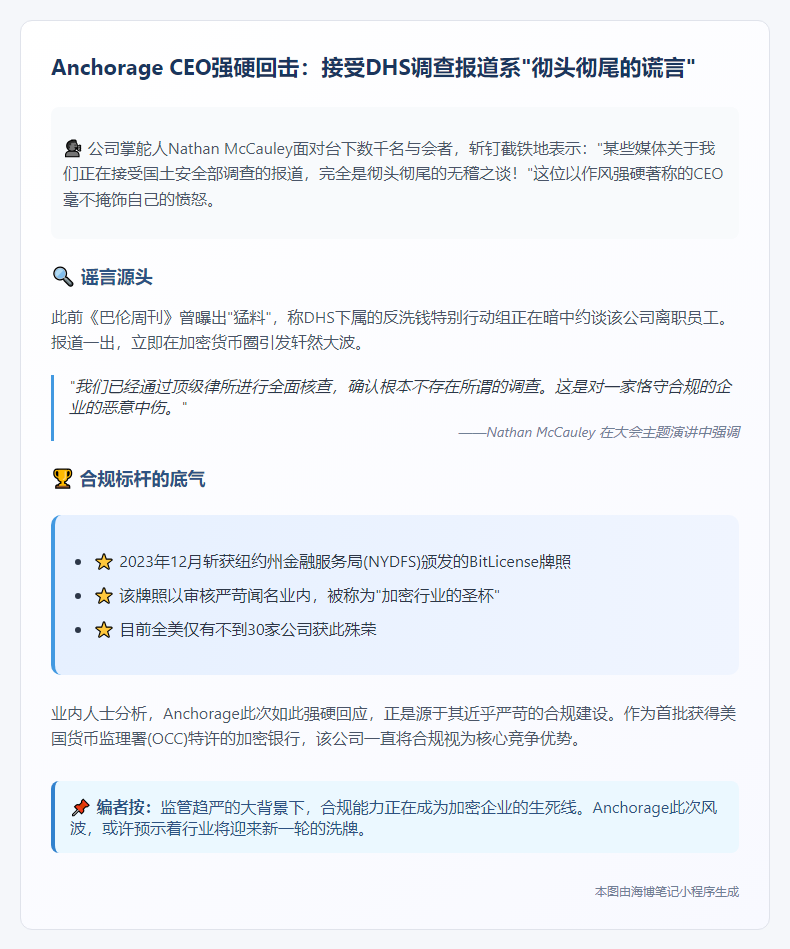 Anchorage CEO否认公司遭美调查