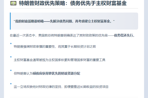 特朗普：宁先还债不设基金