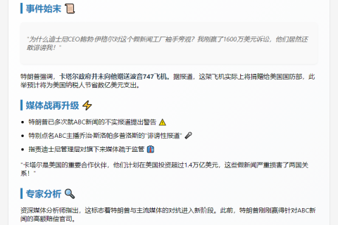 特朗普斥ABC报道不实