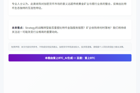Strategy或转型“比特币银行”并收购矿企